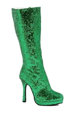 421-ZARA Knee Boot  | Green Glitter