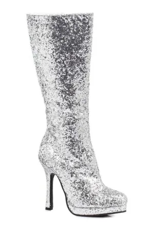 421-ZARA Knee Boot  | Silver Glitter
