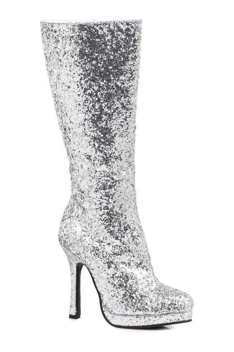 421-ZARA Knee Boot  | Silver Glitter