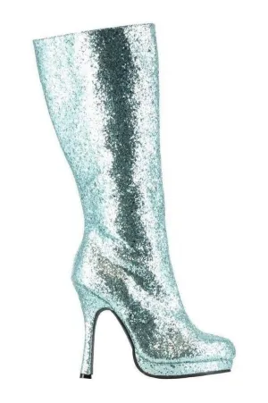 421-ZARA Knee Boot  | Turquoise  Glitter