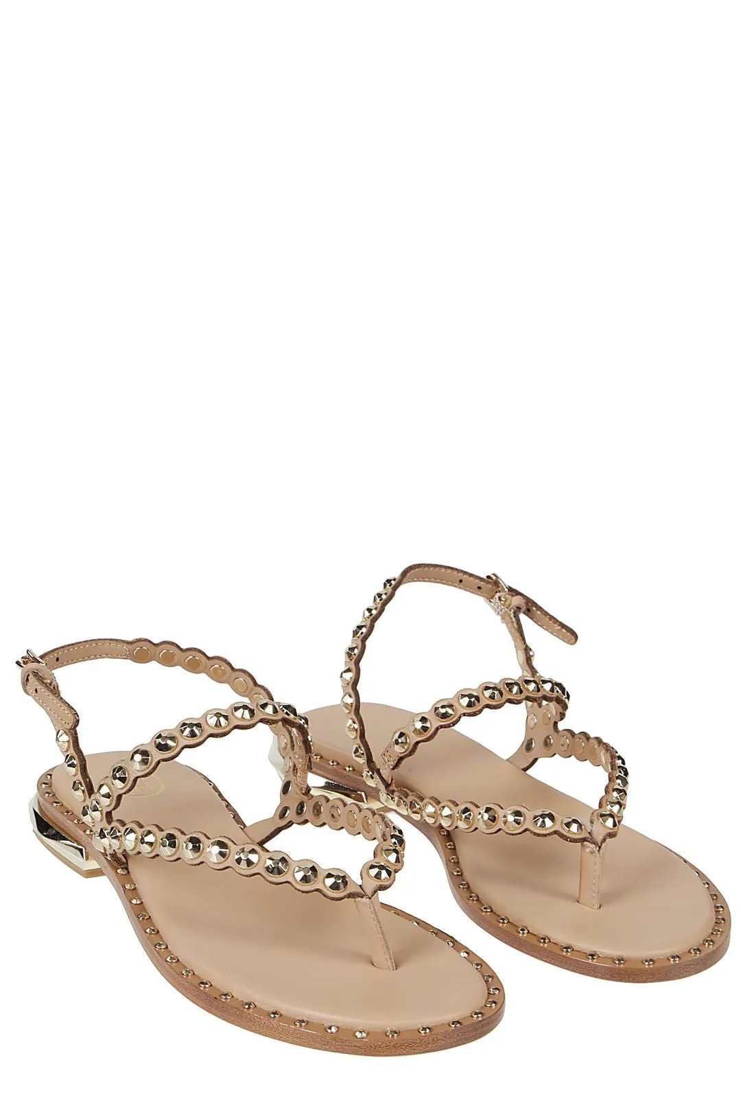Ash Patchy Studded Buckle Fastened Sandals