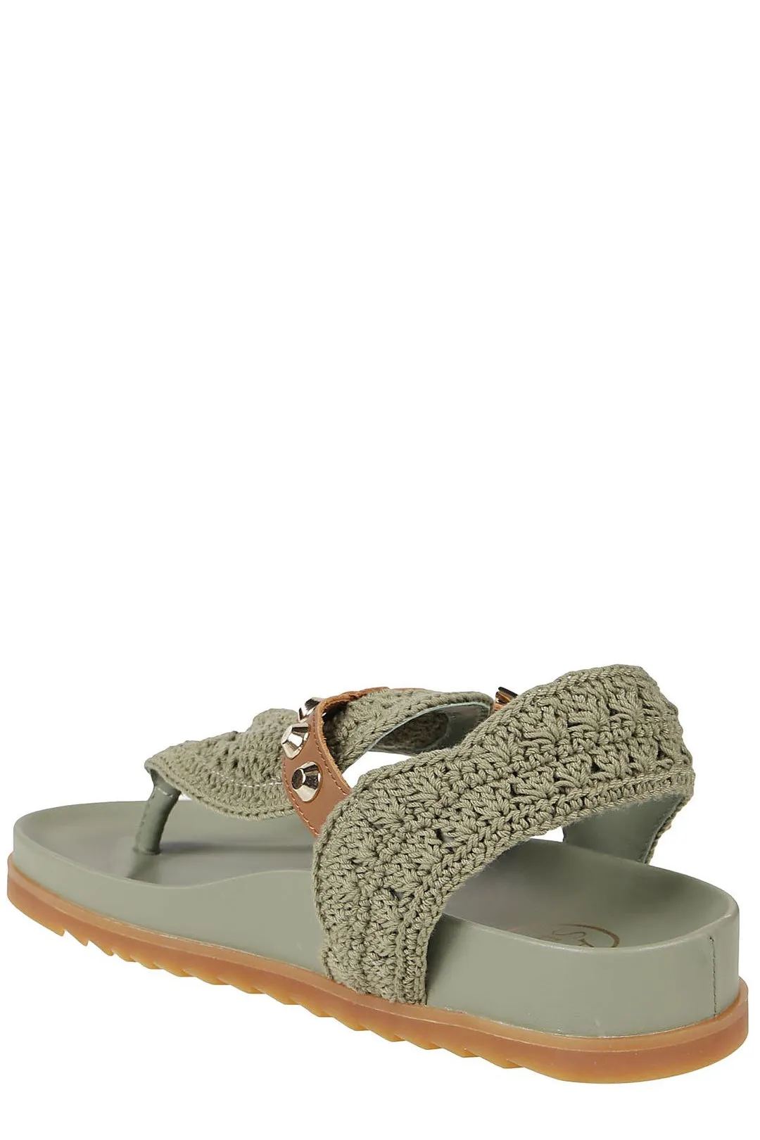 Ash Union Crochet-Strap Studded Sandals