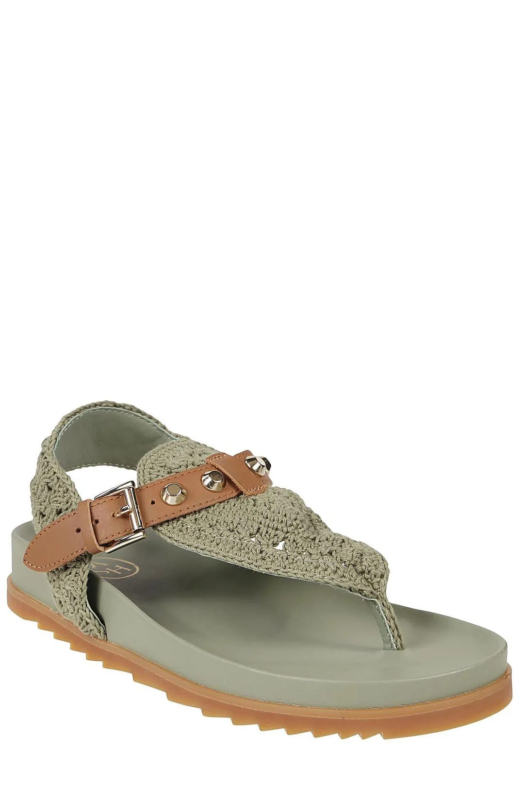 Ash Union Crochet-Strap Studded Sandals