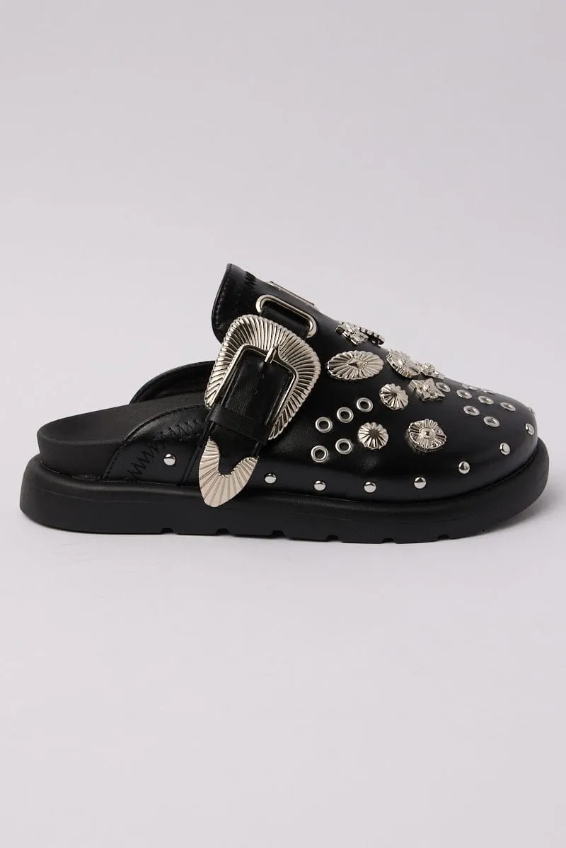 Black Hardware Mule Clogs