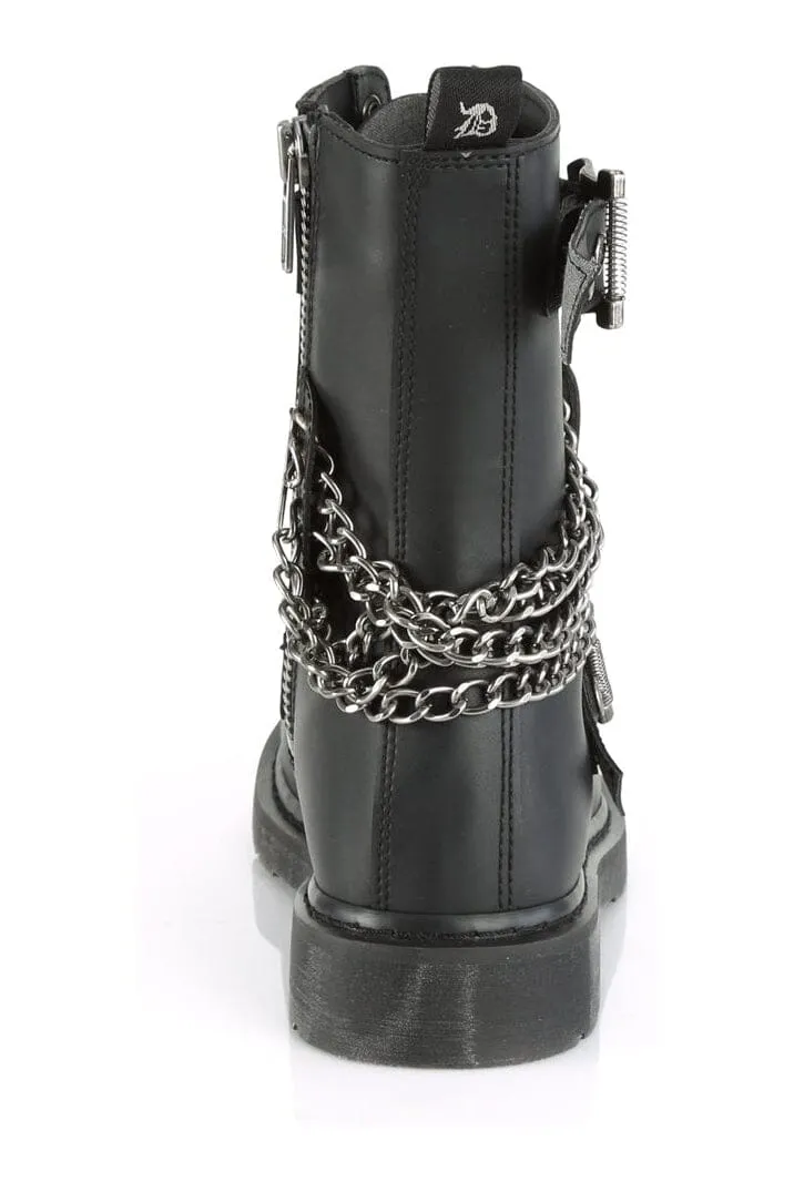 BOLT-250 Black Vegan Leather Knee Boot
