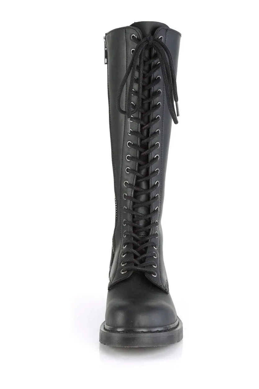 BOLT-400 Black Vegan Leather Knee Boot