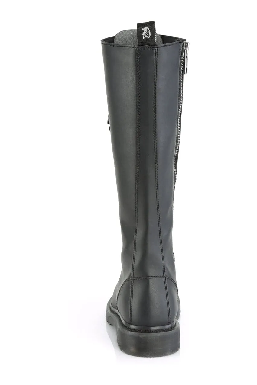 BOLT-400 Black Vegan Leather Knee Boot