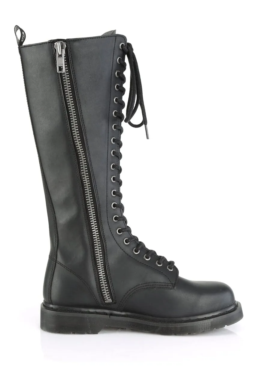 BOLT-400 Black Vegan Leather Knee Boot