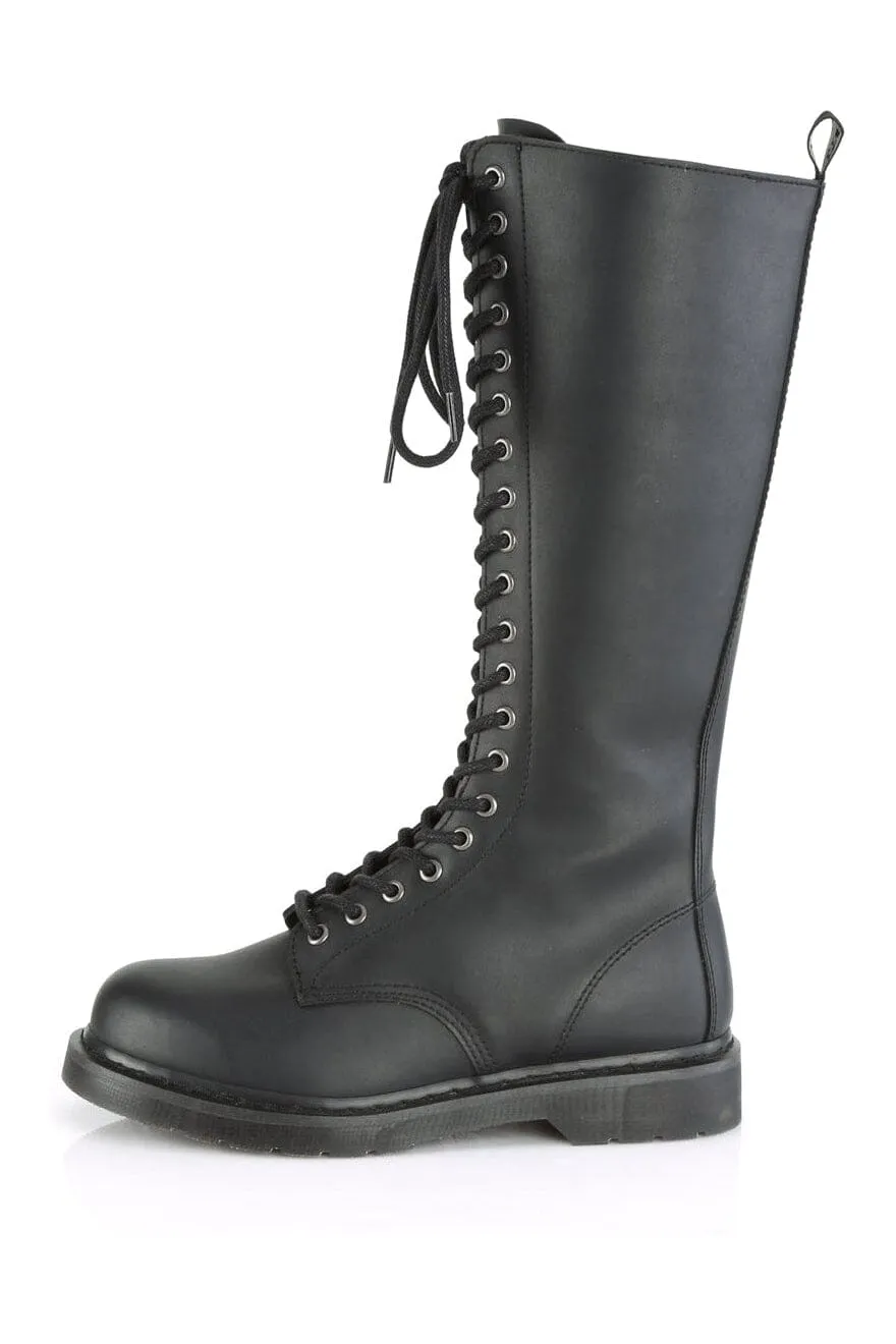 BOLT-400 Black Vegan Leather Knee Boot