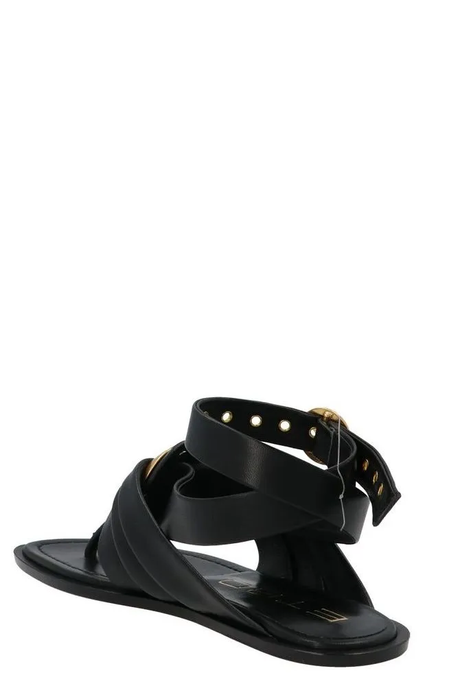 Etro Logo Engraved Eyelet Detailed Sandals