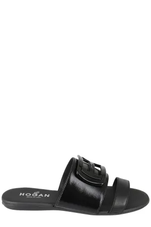 Hogan Logo-Plaque Slip-On Sandals