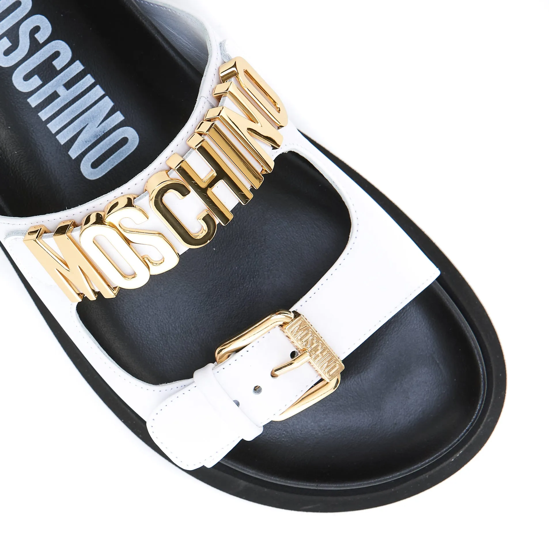 Moschino Logo Lettering Slip-On Sandals