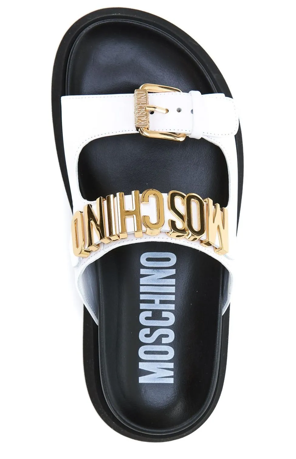 Moschino Logo Lettering Slip-On Sandals