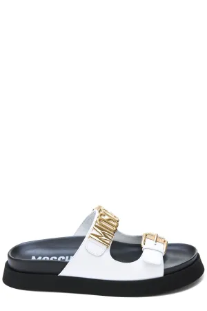Moschino Logo Lettering Slip-On Sandals