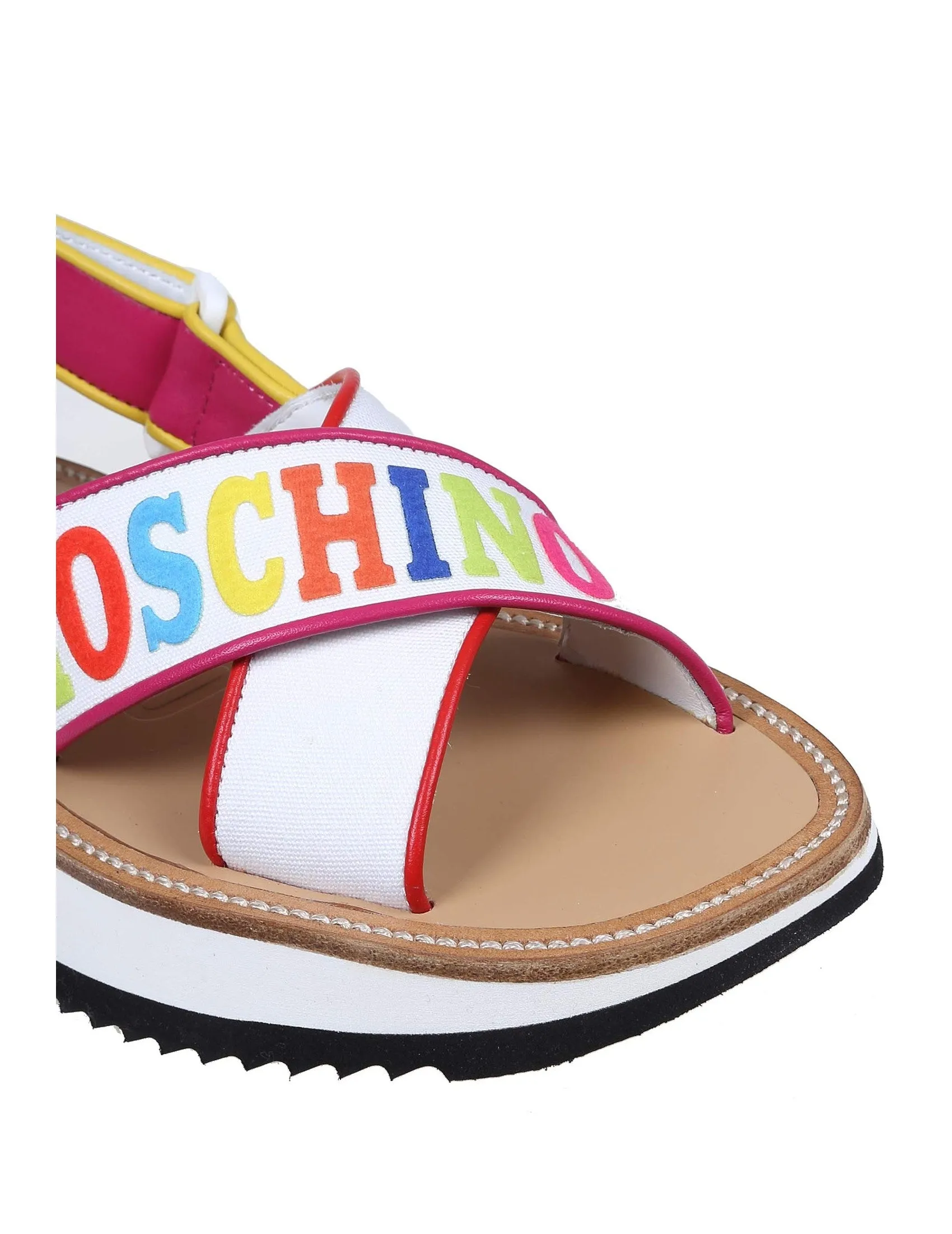 Moschino Logo Printed Crossover Strap Sandals