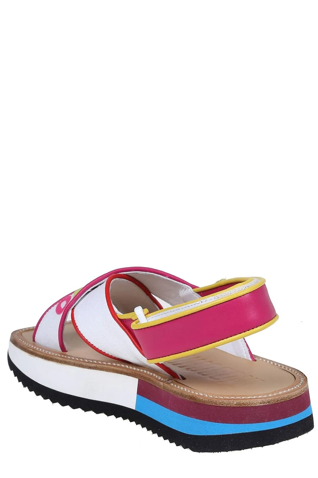 Moschino Logo Printed Crossover Strap Sandals