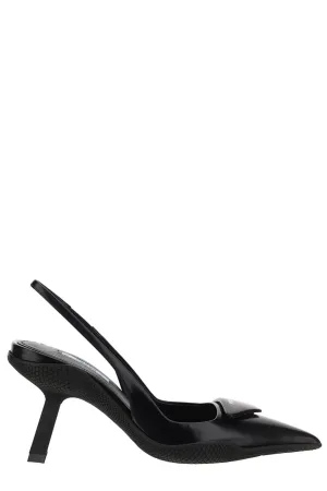 Prada Logo Plaque Slingback Pumps