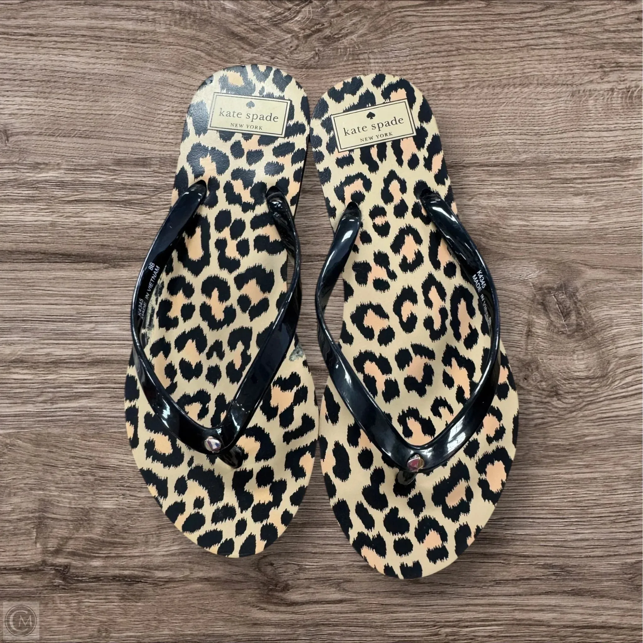 Sandals Designer By Kate Spade In Black & Gold, Size: 8