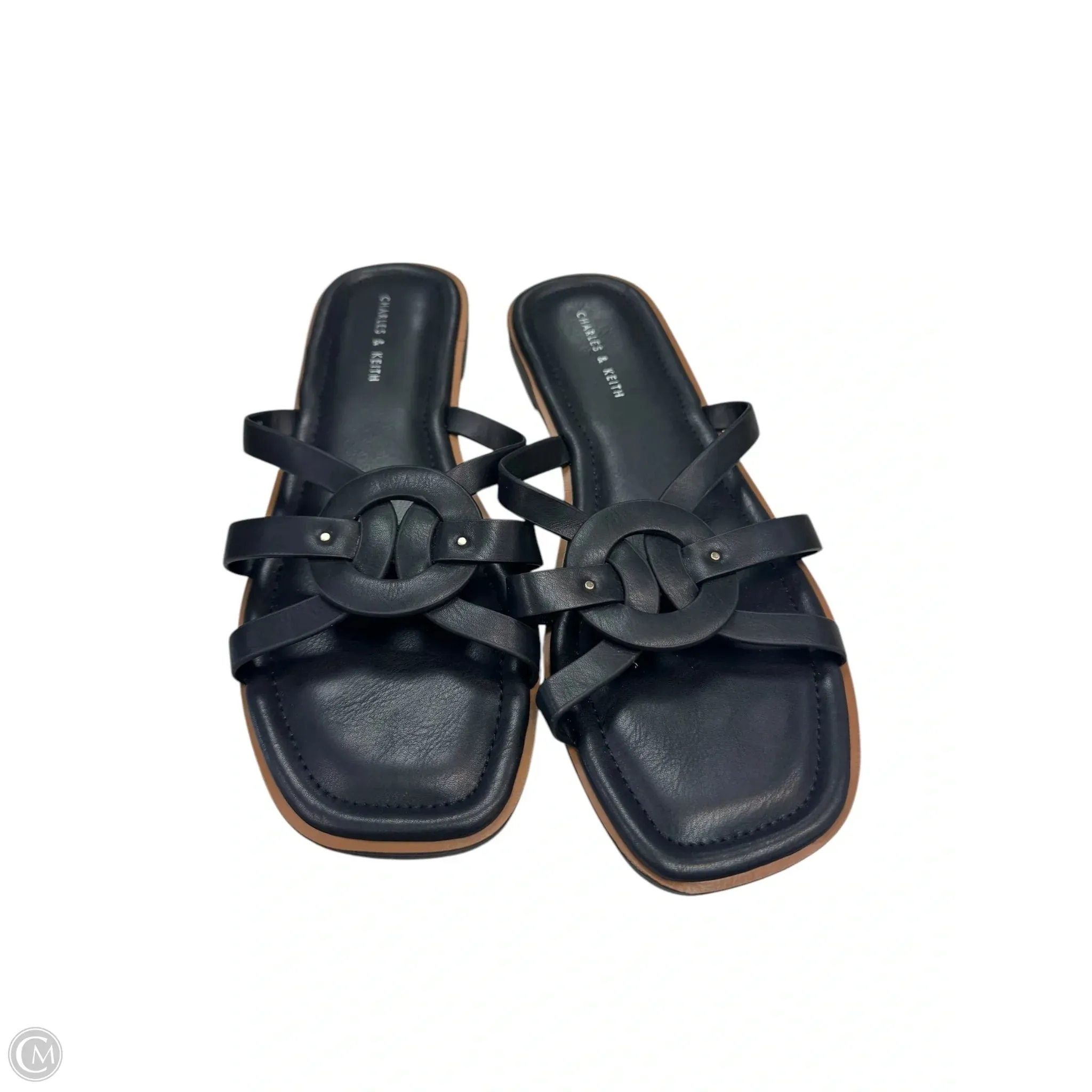 Sandals Flats By Clothes Mentor In Black, Size: 8.5