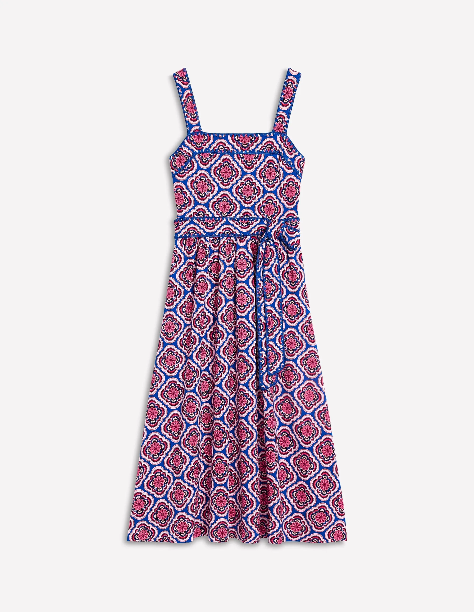 Square Neck Seam Midi Dress-Multi. Botanic Blush
