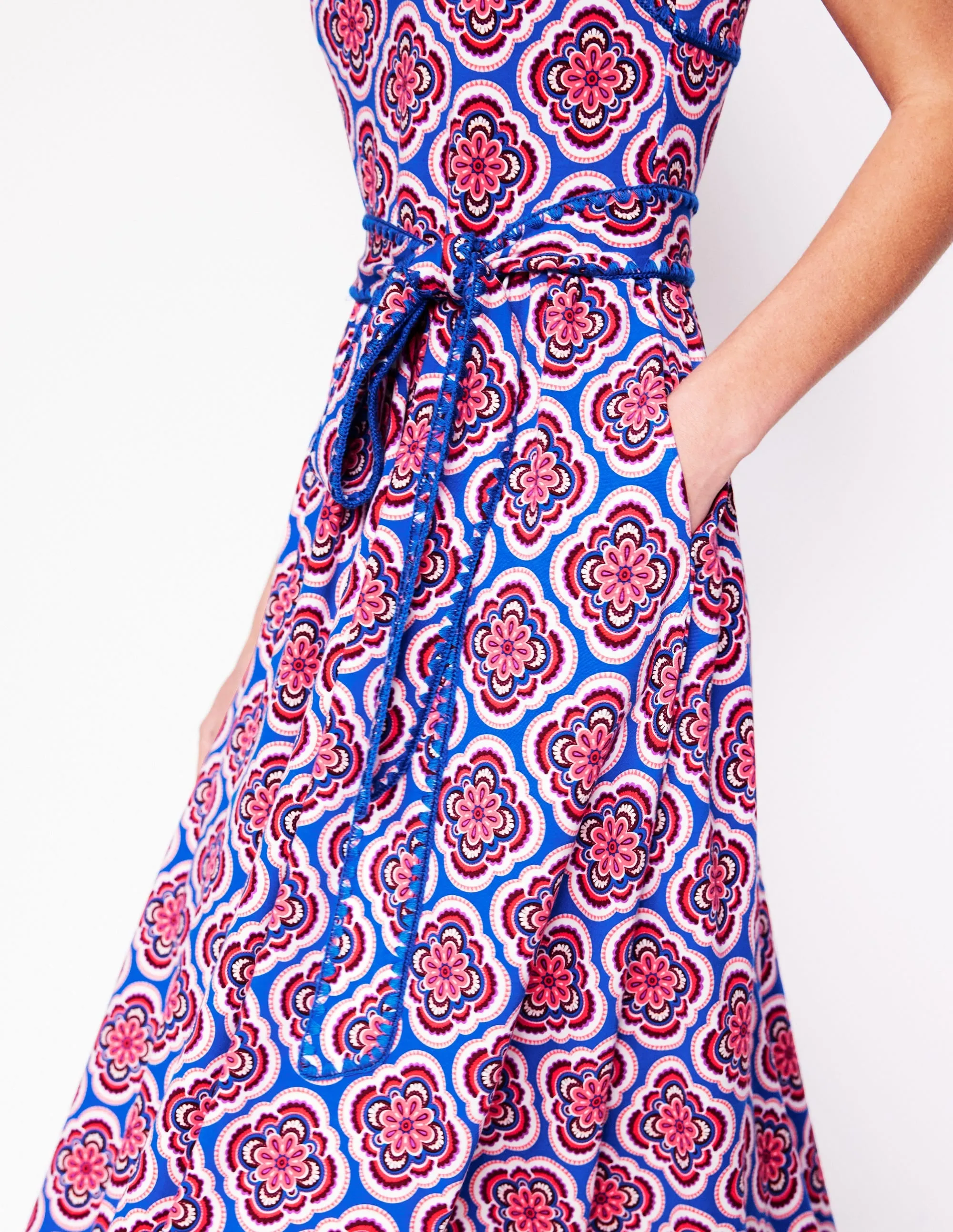 Square Neck Seam Midi Dress-Multi. Botanic Blush
