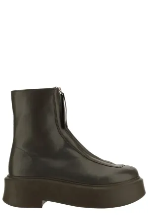 The Row Zip Detailed Round Toe Ankle Boots