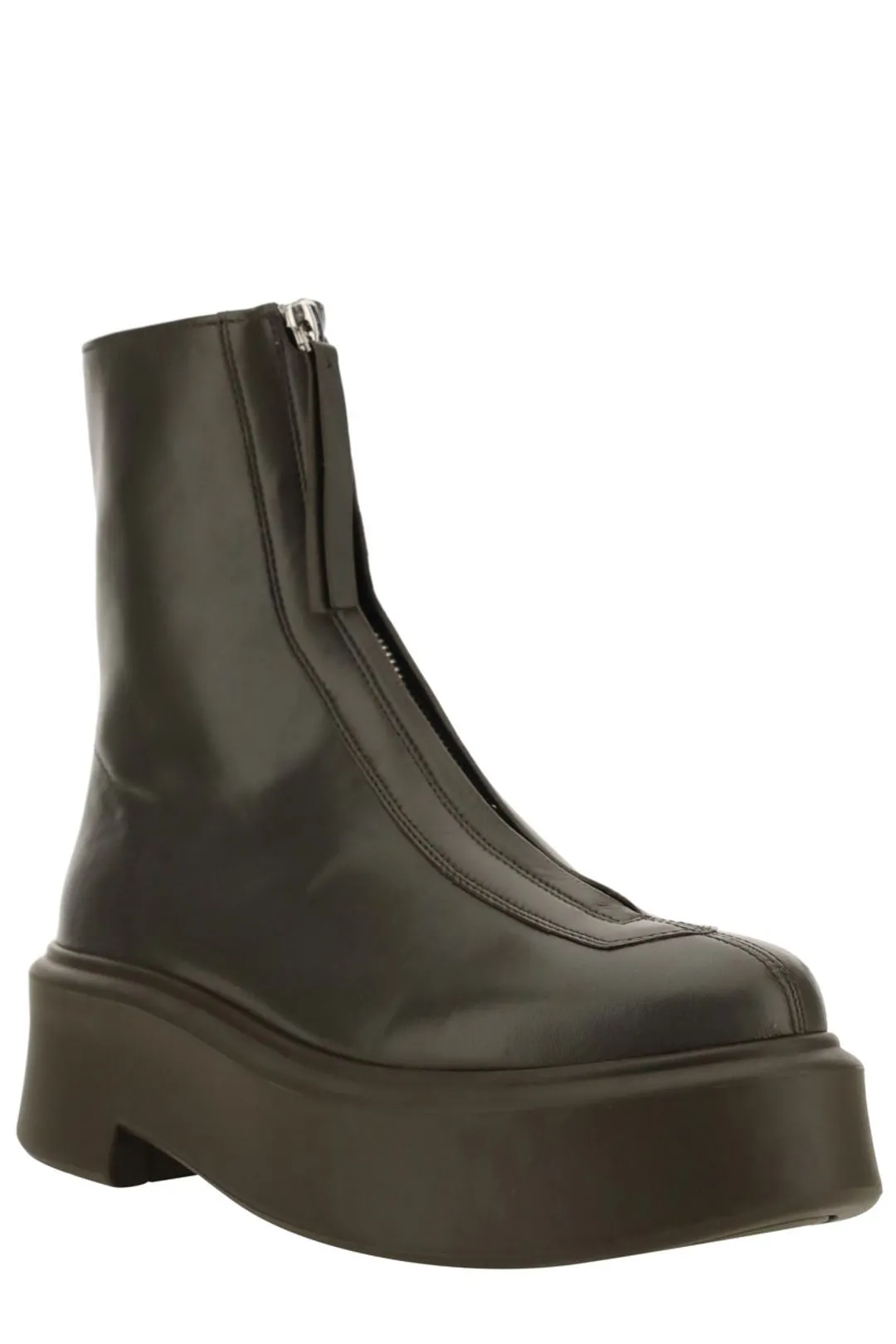 The Row Zip Detailed Round Toe Ankle Boots