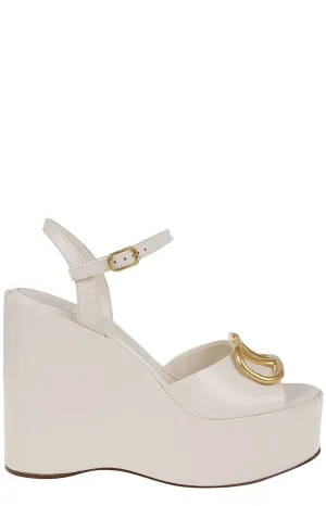 Valentino VLogo Plaque Wedge Sandals