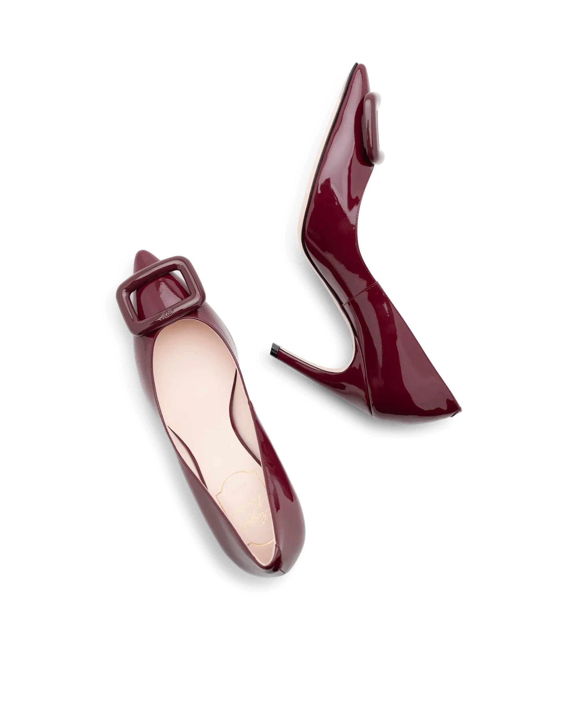 Viv' Choc Patent Leather Buckle Pumps